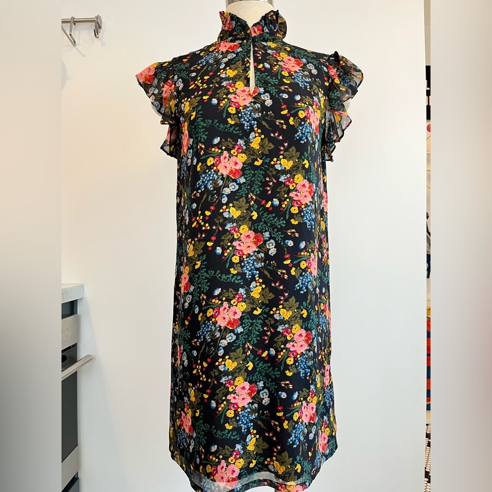 Want to feel pretty? Try this silk floral minidress with flutter sleeves